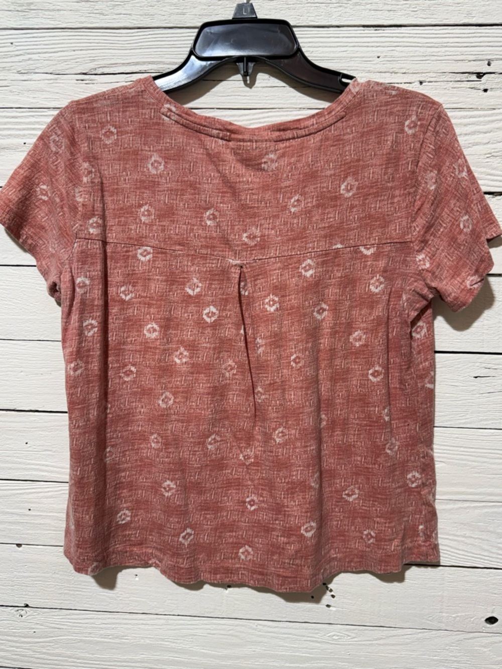 Style & Co. Short Sleeve V-Neck Tee in Dusty Rose with White Motif - Picture 3 of 3